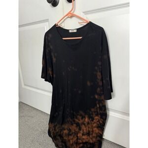 EPTM Mens XXL Black Bleach Wash Tie Dye Curved Hem Short Sleeve T-Shirt